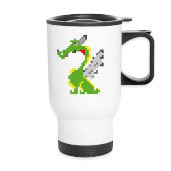 Pixel Drache, Game Design - Thermobecher mit Tragegriff - Weiß - Vorne