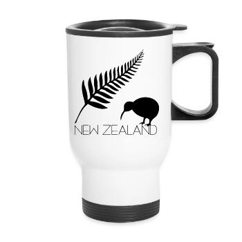 Neuseeland Bootfahren und Kiwi - Thermobecher mit Tragegriff - Weiß - Vorne