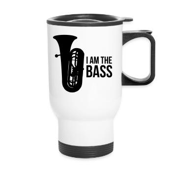 i am the bass | musikverein tuba probe boss brass - Thermobecher mit Tragegriff - Weiß - Vorne