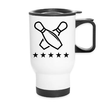 crossed cones - Thermal mug with handle - white - Front