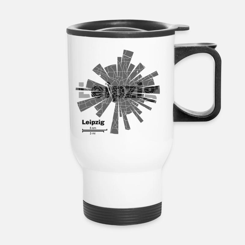 Leipzig Map - Thermal mug with handle - white