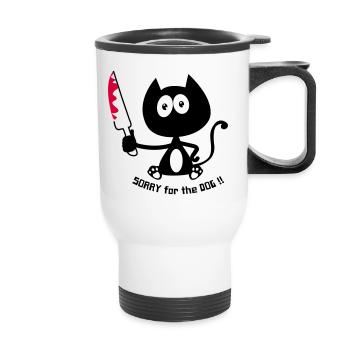 Mörderische Katze, Killerkatze, Katzenhumor! - Thermobecher mit Tragegriff - Weiß - Vorne