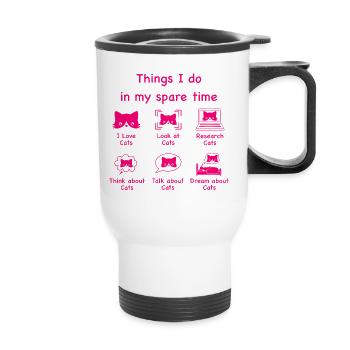 Katzen, Katzen, Katzen (pink) - Thermobecher mit Tragegriff - Weiß - Vorne