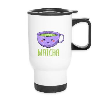 Asiatisches Japanischer Tee Matcha Tea I Geschenk - Thermobecher mit Tragegriff - Weiß - Vorne