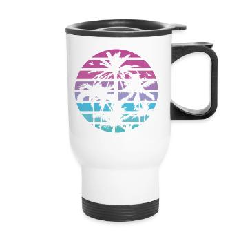 Palmiers Rétro Soleil - Tasse isotherme avec poignée - blanc - Devant