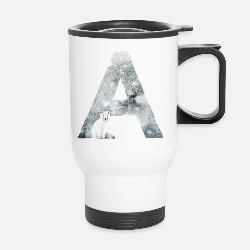 A – decorative character – winter - Thermal mug with handle - white
