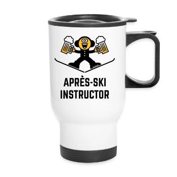Après-Ski Instructor (Bier / Karikatur / 3C) - Thermobecher mit Tragegriff - Weiß - Vorne