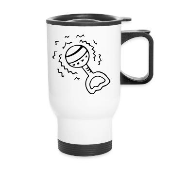 Baby rattle baby birth - Thermal mug with handle - white - Front