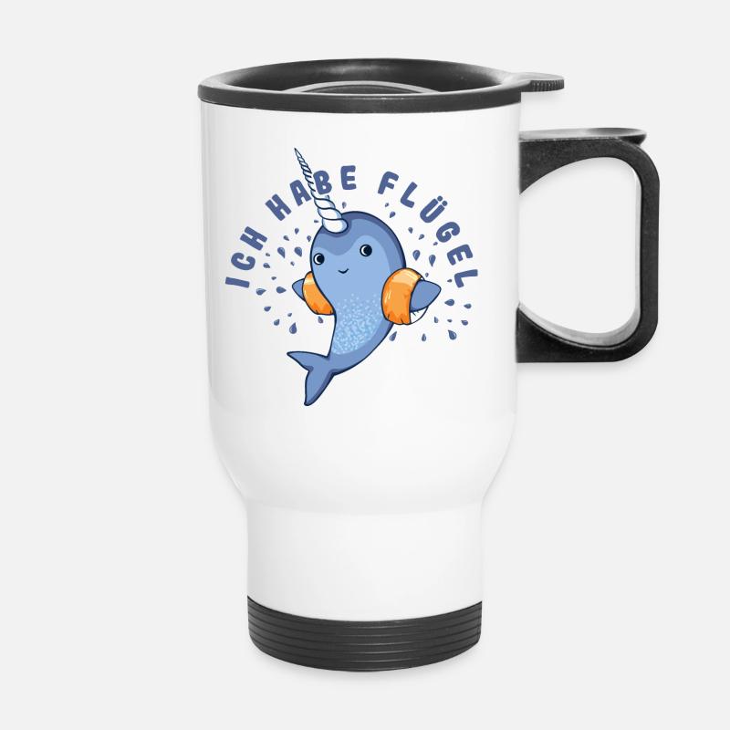 Ich habe Flügel, Schwimmflügel - Thermobecher mit Tragegriff - Weiß