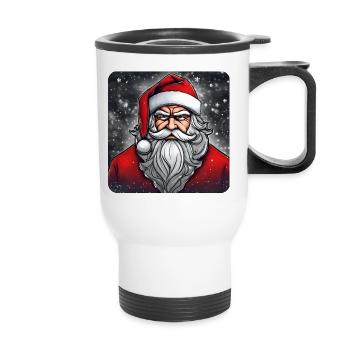 Grimmiger Weihnachtsmann - Thermobecher mit Tragegriff - Weiß - Vorne