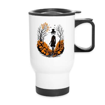 Walk of a Scarecrow - Thermal mug with handle - white - Front