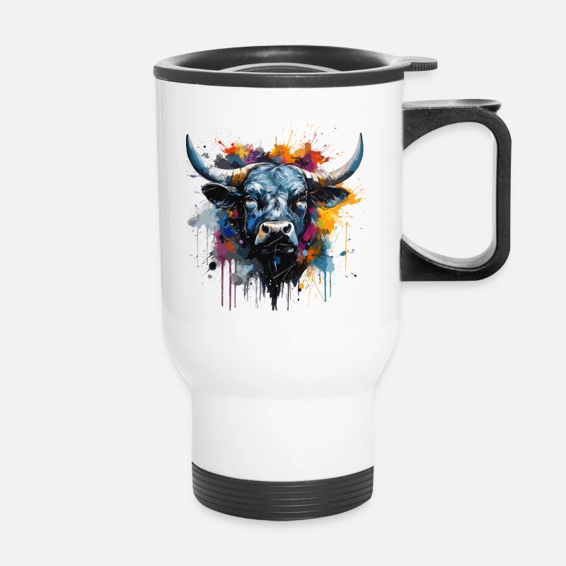 Vache combat, vache d'hérens valais suisse - Tasse isotherme avec poignée - blanc