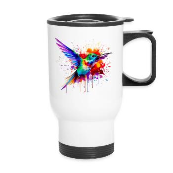 Hummingbird in watercolor - Thermal mug with handle - white - Front