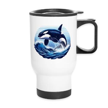 Blauer Orca - Thermobecher mit Tragegriff - Weiß - Vorne