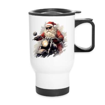 Motorbike Riding Santa Claus - Christmas - Thermal mug with handle - white - Front