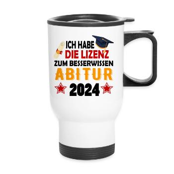 Abitur 2024 Abireise Abifeier Abifahrt Abiturient - Thermobecher mit Tragegriff - Weiß - Vorne