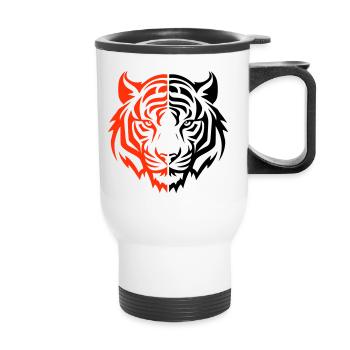Tiger Head - Thermal mug with handle - white - Front