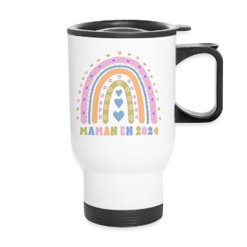 Maman 2024 annonce grossesse future maman enceinte - Tasse isotherme avec poignée - blanc - Devant