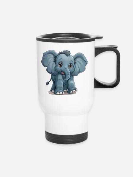 elefant2 Kopie - Thermobecher mit Tragegriff - Weiß