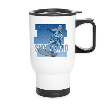 Snowboard - Thermobecher mit Tragegriff - Weiß - Vorne