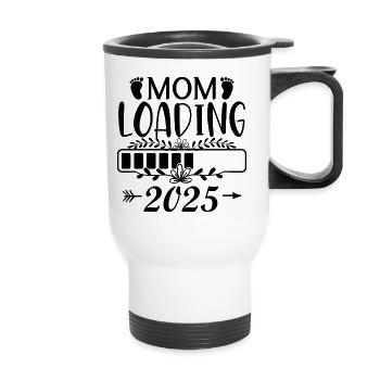 Mother 2025 loading, I will be a mother in 2025 - Thermal mug with handle - white - Front