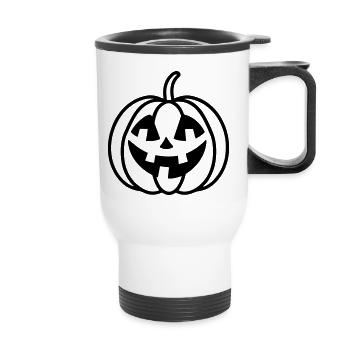 pumpkin - Thermal mug with handle - white - Front