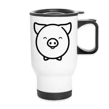 cochon - Tasse isotherme avec poignée - blanc - Devant