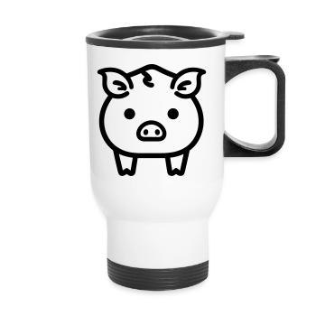 cochon - Tasse isotherme avec poignée - blanc - Devant