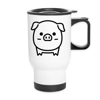 cochon - Tasse isotherme avec poignée - blanc - Devant