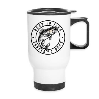 Born to Fish Angeln Fisch - Thermal mug with handle - white - Front