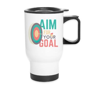 Aim for your Goal - Thermal mug with handle - white - Front