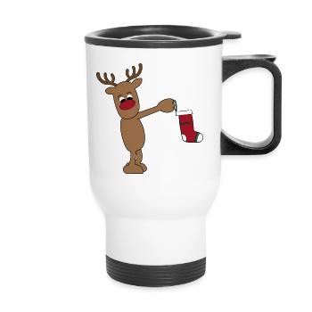 Cadeaux amusants pour Noël - Tasse isotherme avec poignée - blanc - Devant