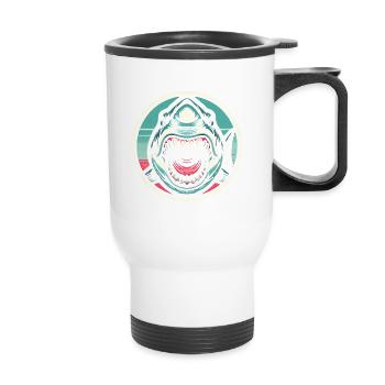 Illustration de morsure de requin redoutable - Tasse isotherme avec poignée - blanc - Devant