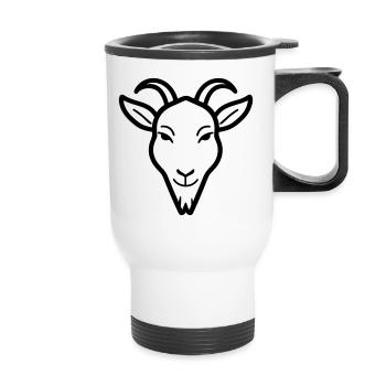 Ziegenbock - Thermobecher mit Tragegriff - Weiß - Vorne