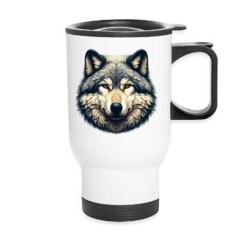 Loup - Tasse isotherme avec poignée - blanc - Devant