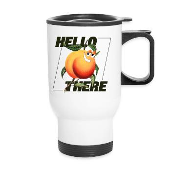 Peach Retro – Déclaration Hello There - Tasse isotherme avec poignée - blanc - Devant