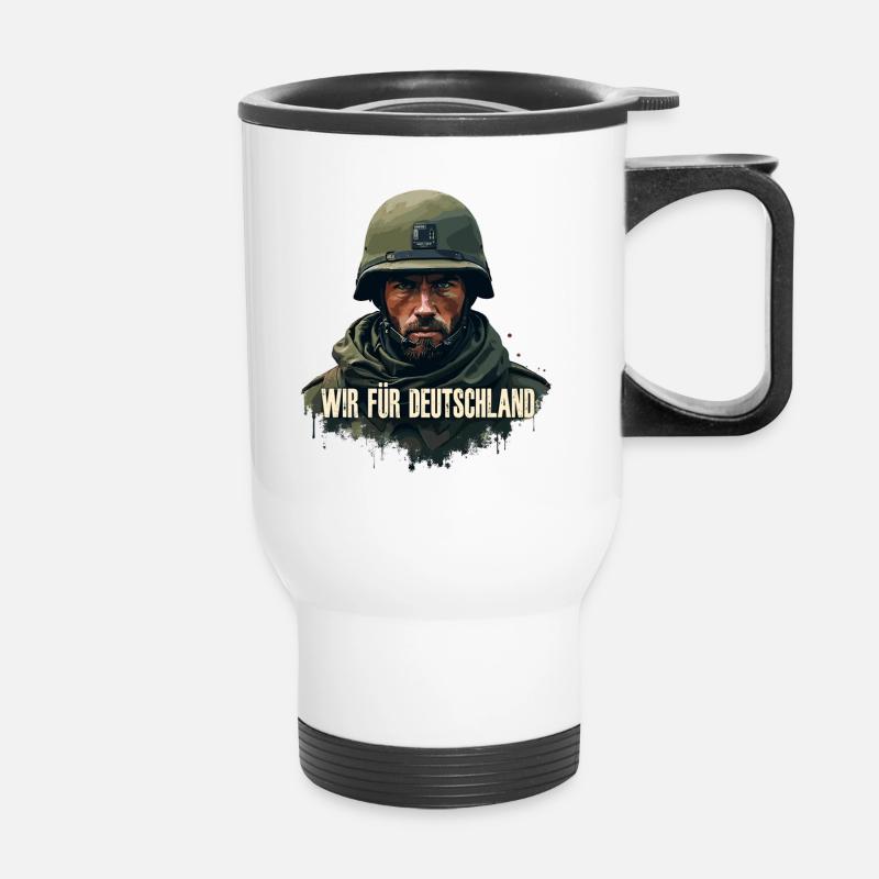 We for Germany! Thank you for your service - Thermal mug with handle - white