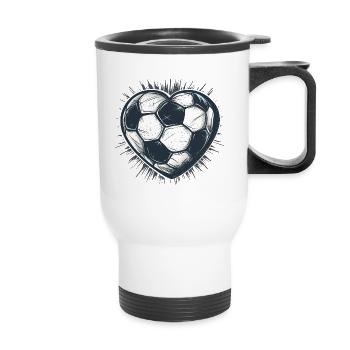 Coeur de football - Tasse isotherme avec poignée - blanc - Devant