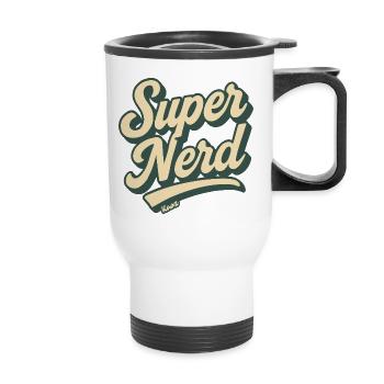 Super Nerd Retro Script - Thermobecher mit Tragegriff - Weiß - Vorne