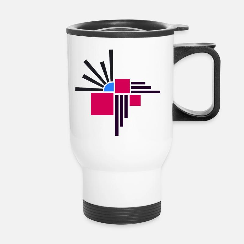 Abstract composition by Cean - Thermal mug with handle - white