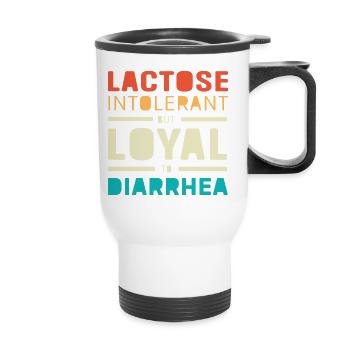 Milch Allergie Laktose Intoleranz Blähungen - Thermobecher mit Tragegriff - Weiß - Vorne