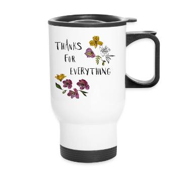 Merci pour tout - Tasse isotherme avec poignée - blanc - Devant