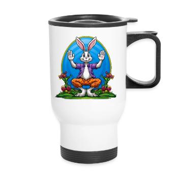 Lapins de Pâques de yoga - Tasse isotherme avec poignée - blanc - Devant
