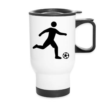 Silhouette du footballeur - Tasse isotherme avec poignée - blanc - Devant