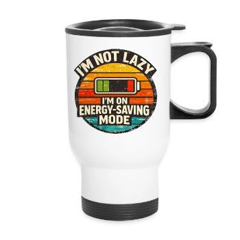 Energy Saving Mode Humor - Thermal mug with handle - white - Front