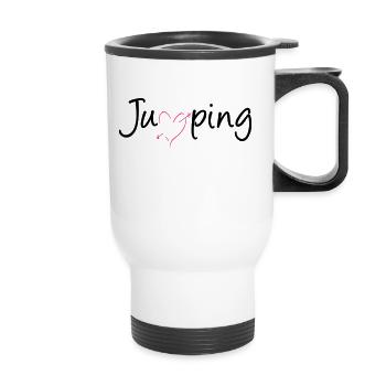 jumping trampoline girl jump jump gift - Thermal mug with handle - white - Front