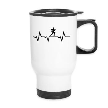 Running Man & Heartbeat -courir - Tasse isotherme avec poignée - blanc - Devant