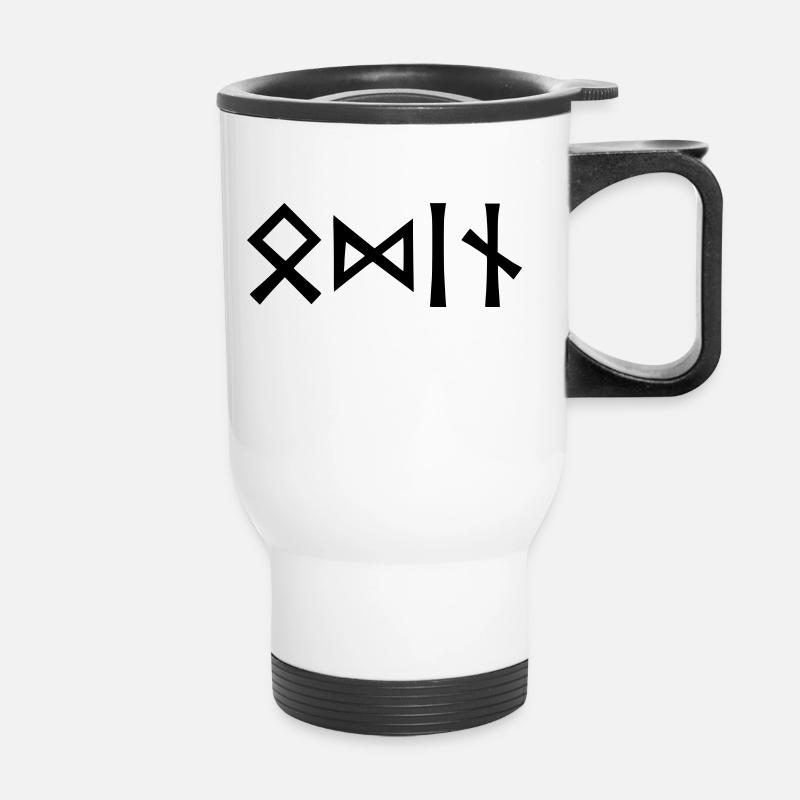 Odin in runes - Thermal mug with handle - white
