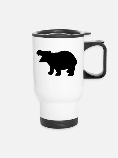 Nilpferd Silhouette Hippo - Thermobecher mit Tragegriff - Weiß
