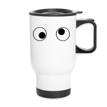 Funny eyes - Thermal mug with handle - white - Front